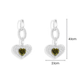 Boucles d'Oreilles Chaîne Cœur Kaki