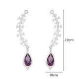 Boucles d'Oreilles Symétriques avec Goutte Violette