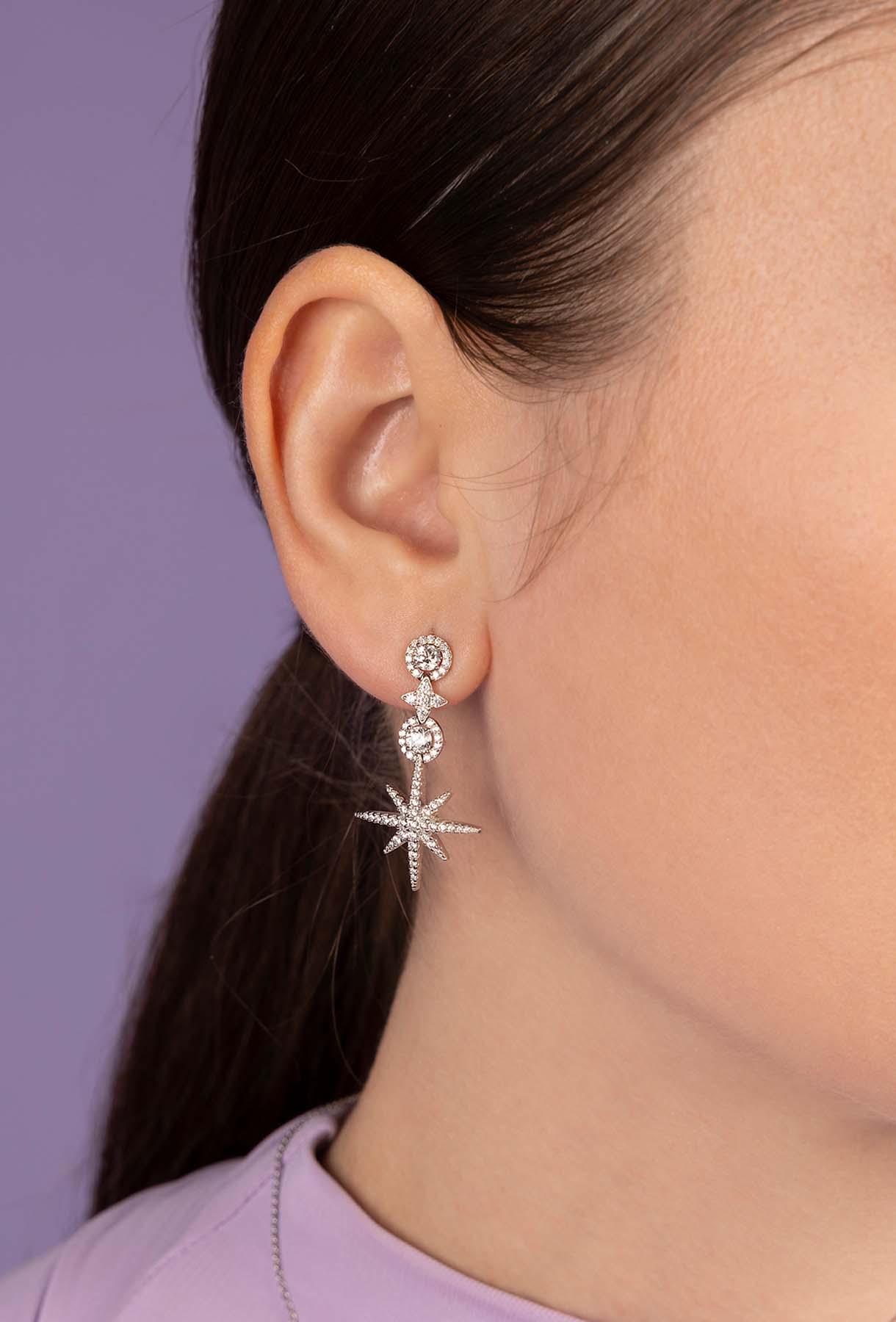 APM Monaco Boucles d'Oreilles Météorites Pavé en Argent
