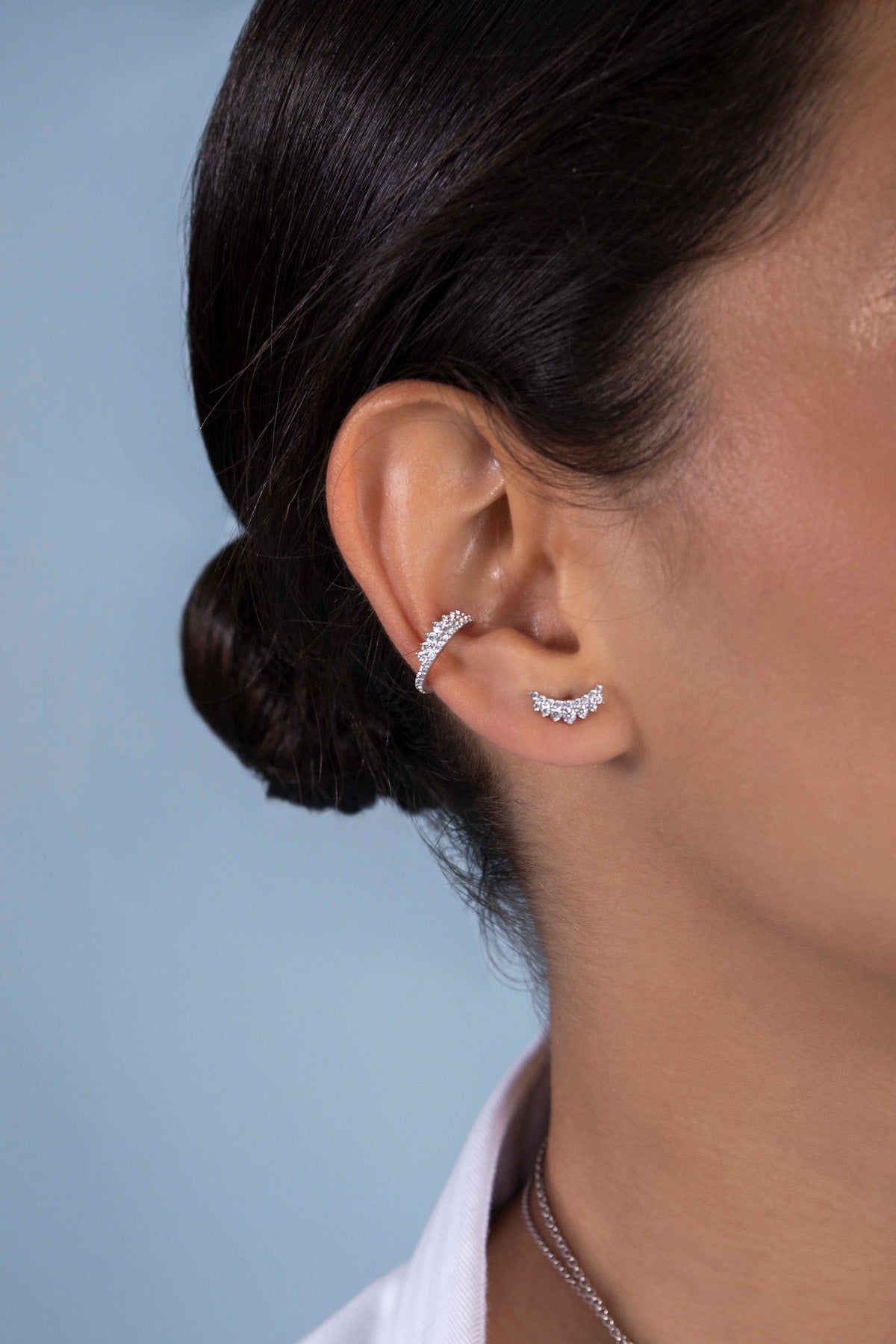 APM Monaco Single Lune Ear Cuff in Silver