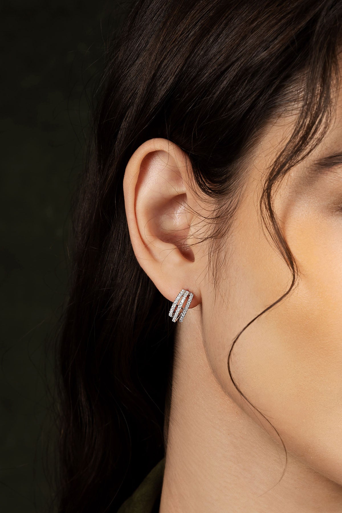 Boucles d'Oreilles Triple Anneaux - APM Monaco