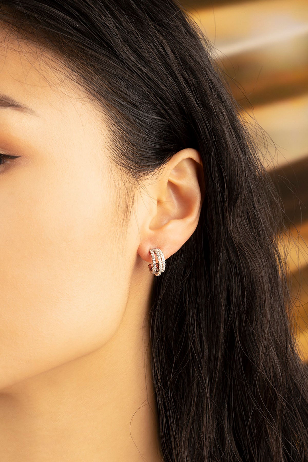 Boucles d'Oreilles Triple Anneaux APM Monaco en argent