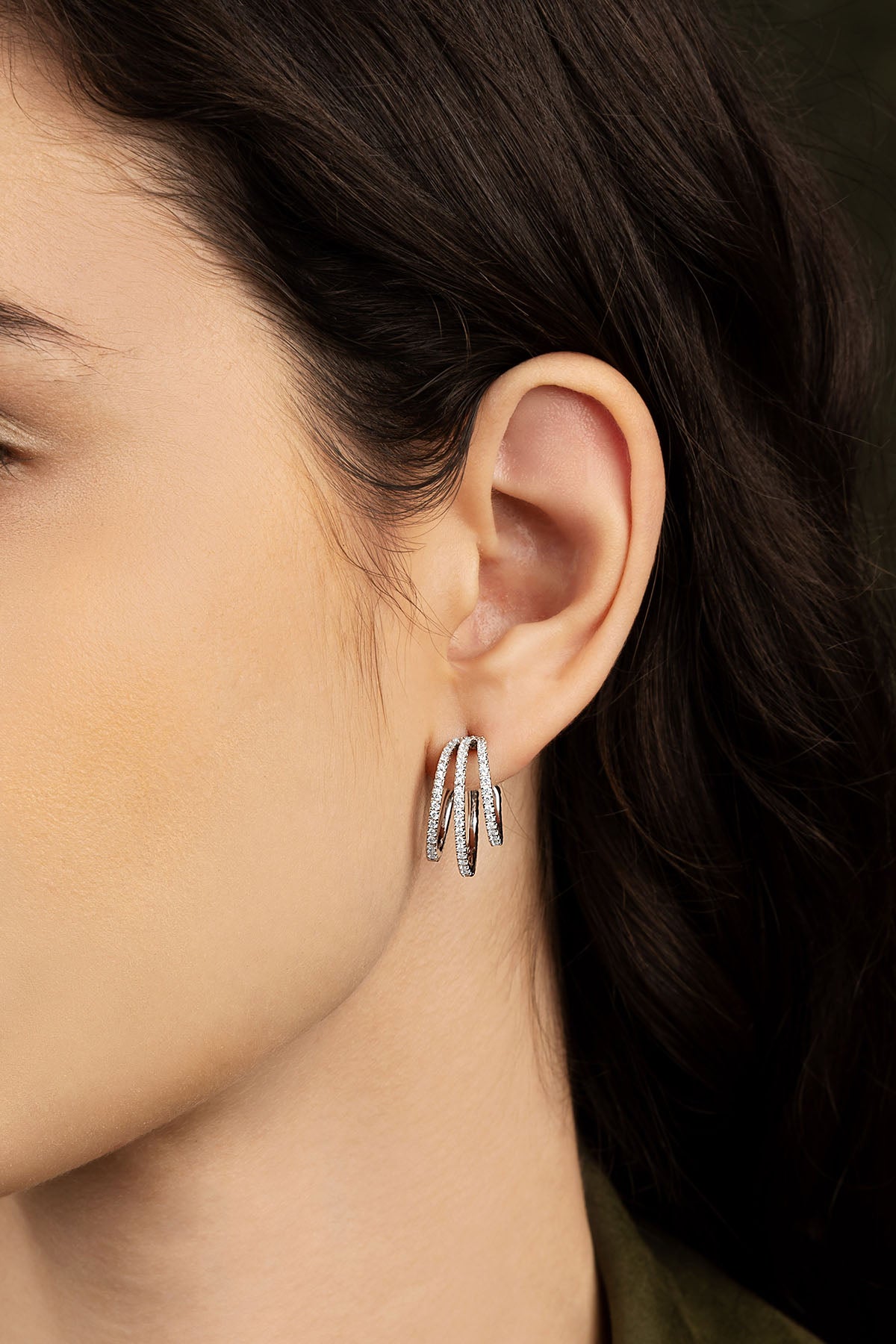Boucles d'Oreilles Triple Anneaux - APM Monaco