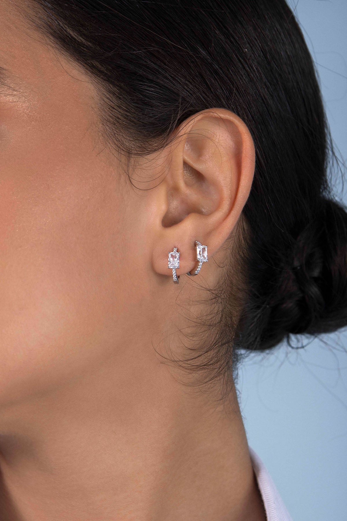 APM Monaco Éclat Pavé Hoop Earrings in Silver