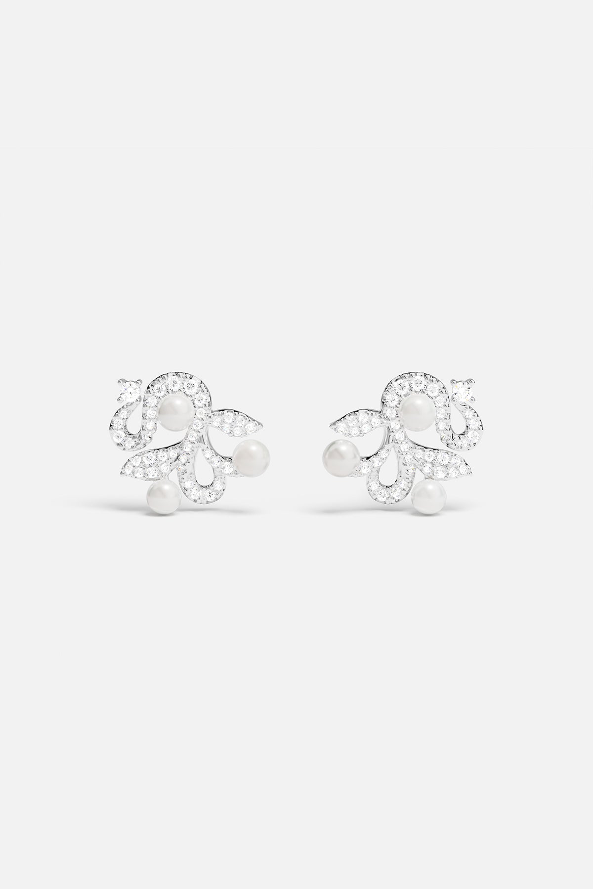 Clous d'oreilles Fleurs avec Perles