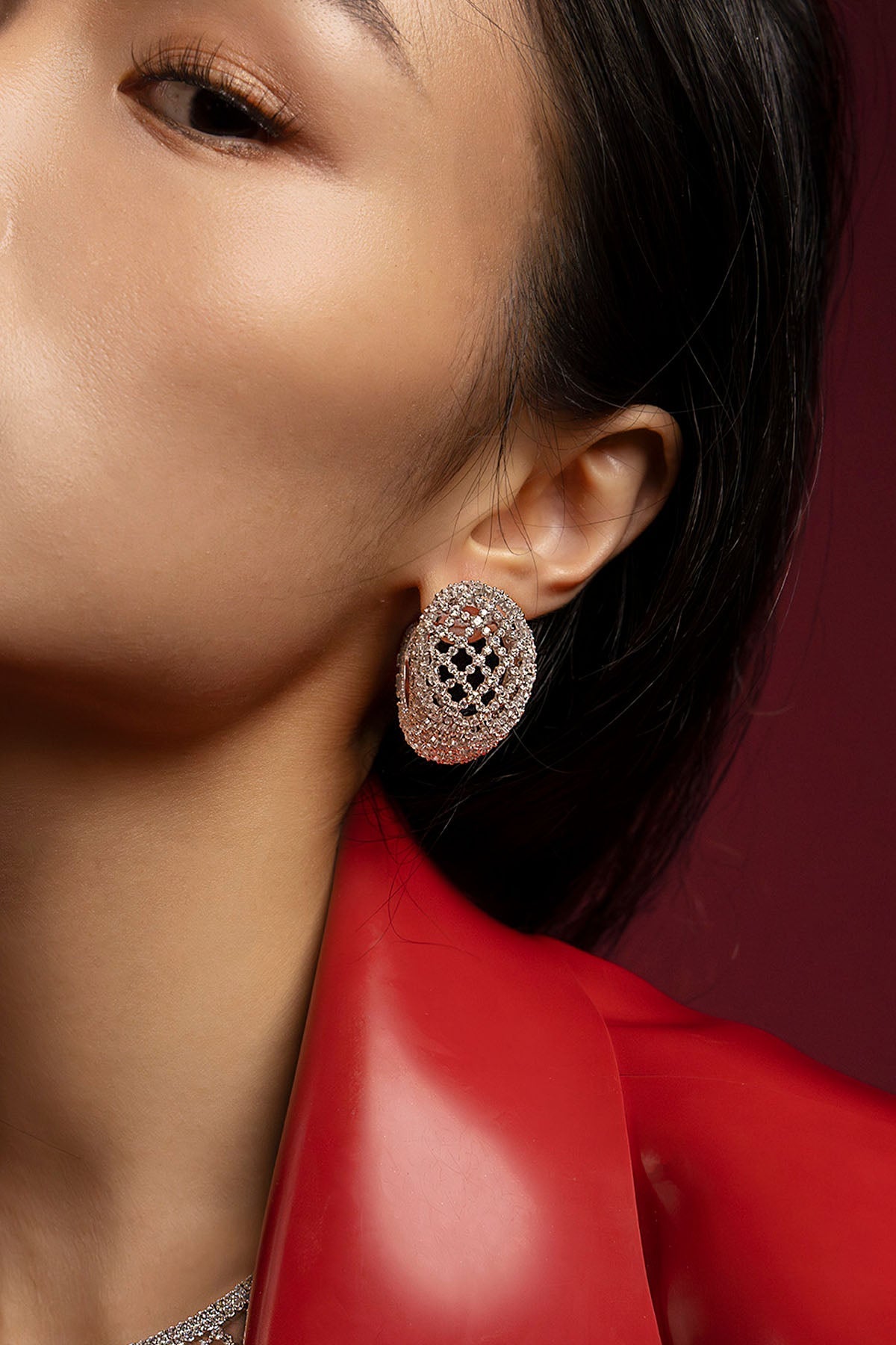 APM Monaco Maille Rivet Pav√© Earrings in Silver