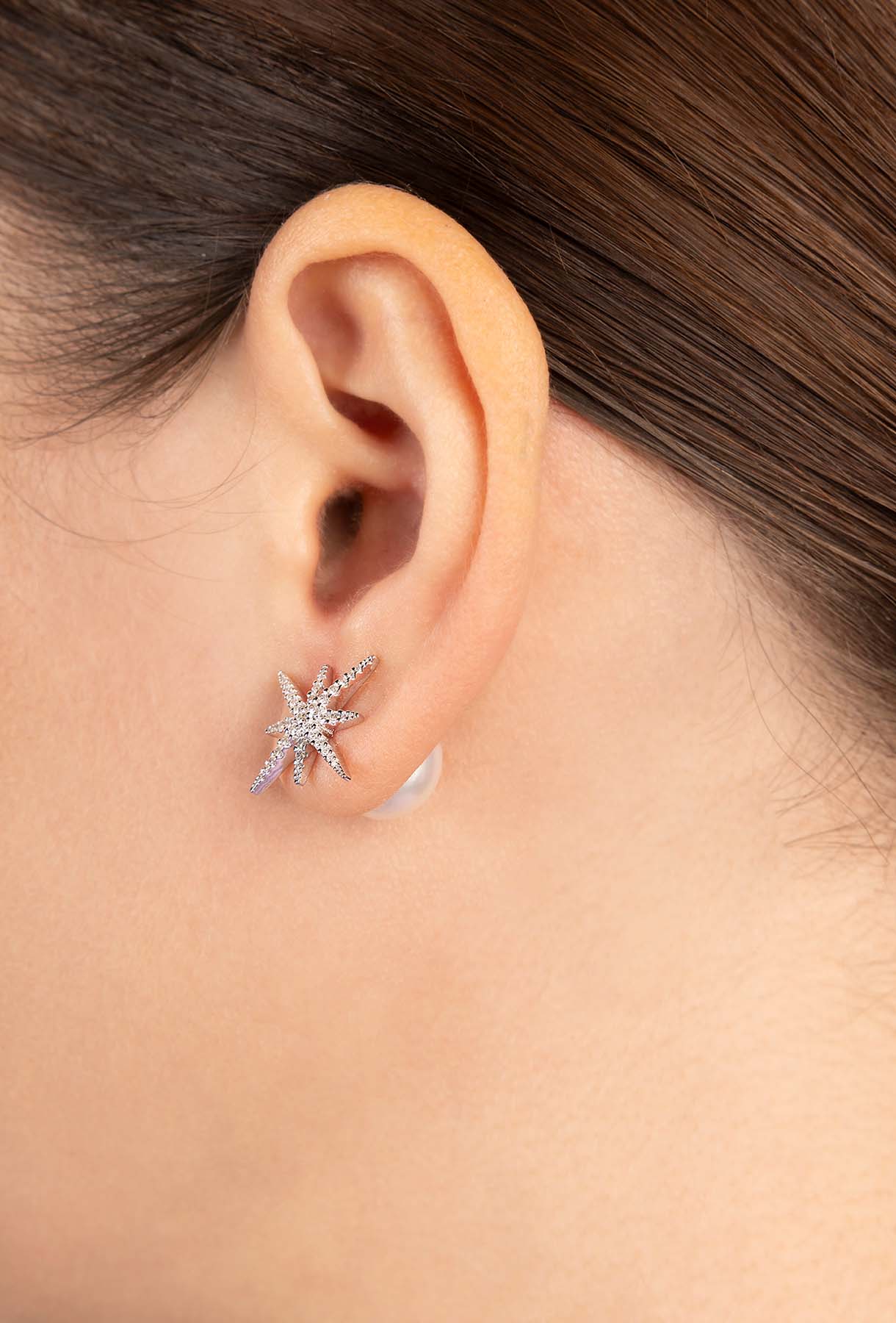 APM Monaco Boucle d'Oreilles Météorites avec Perle en Argent