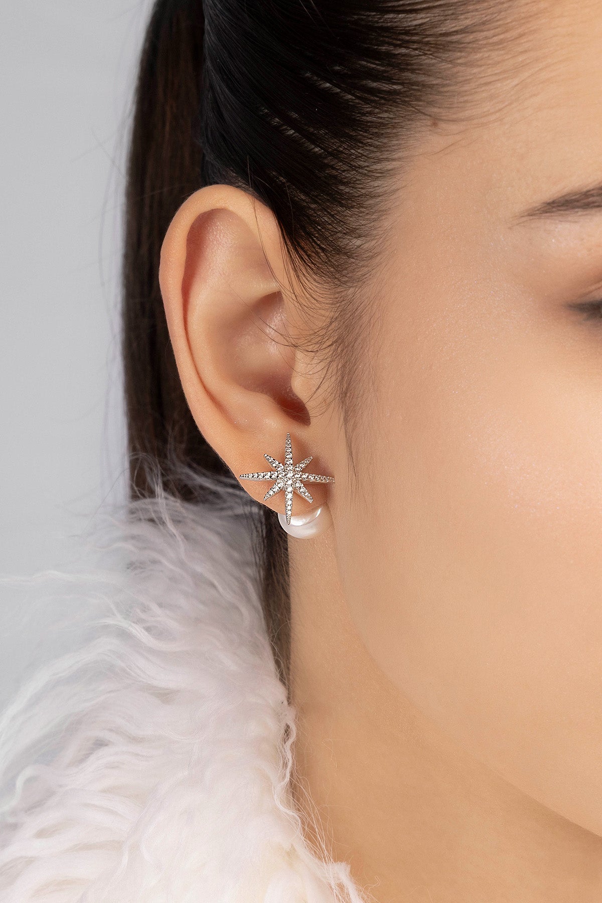 APM Monaco Boucle d'Oreilles Météorites avec Perle en Argent