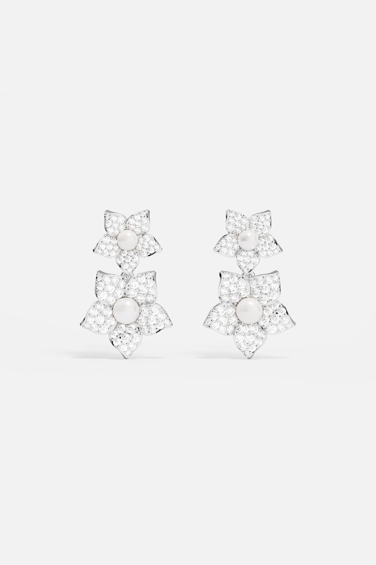 Boucles D'Oreilles Fleur Avec Perles