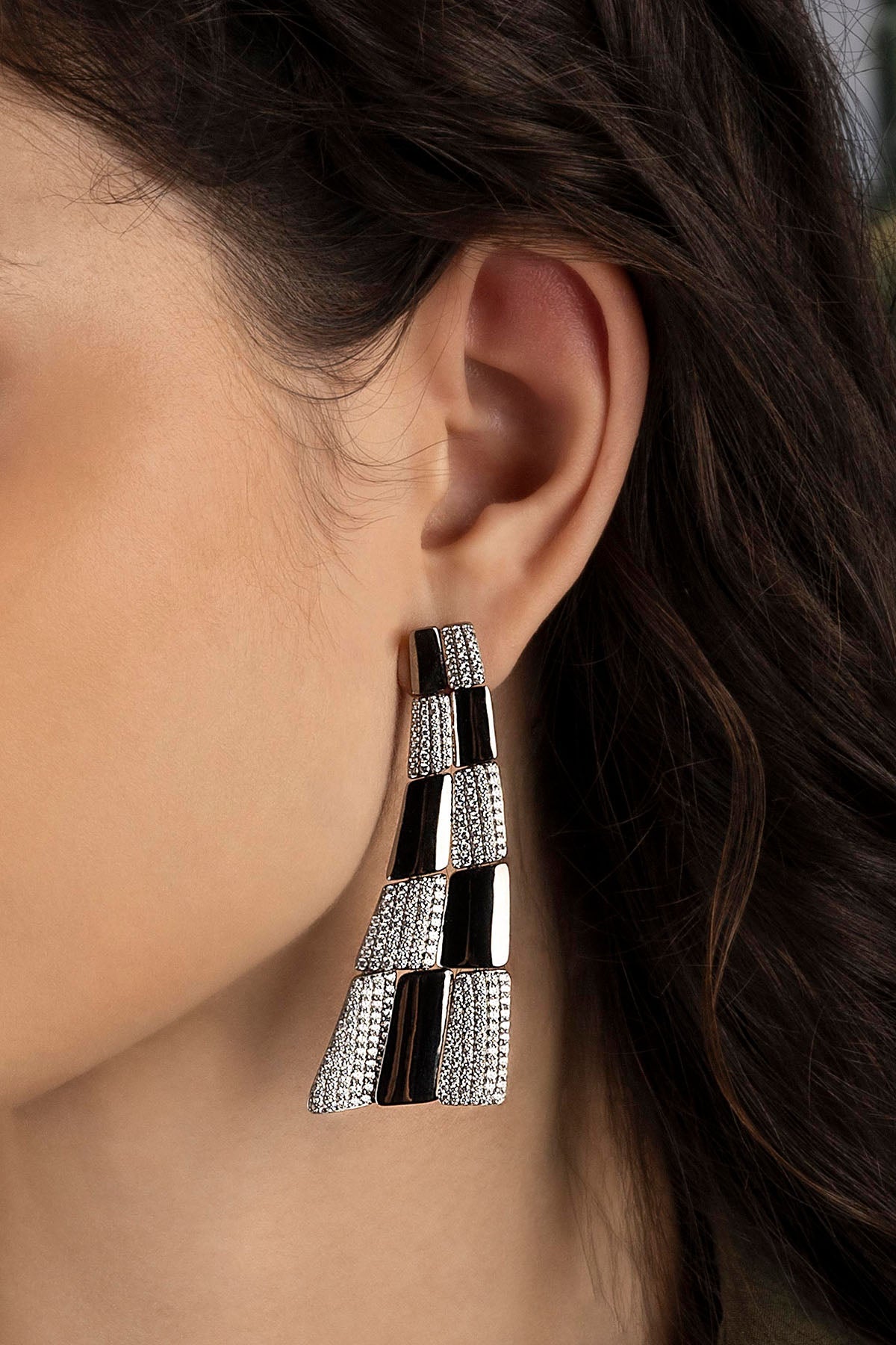 APM Monaco Boucles d'Oreilles Pavé en Argent