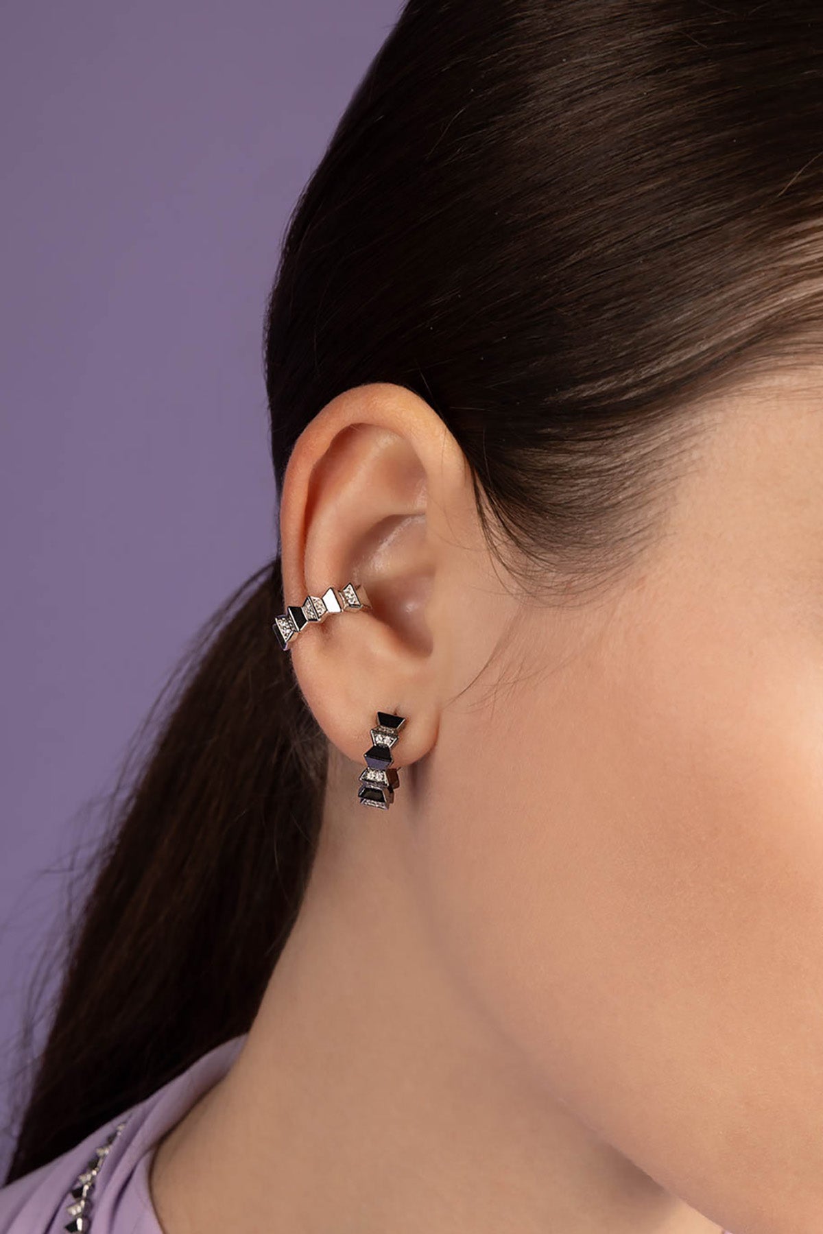 APM MONACO up and down ear cuff worn on model