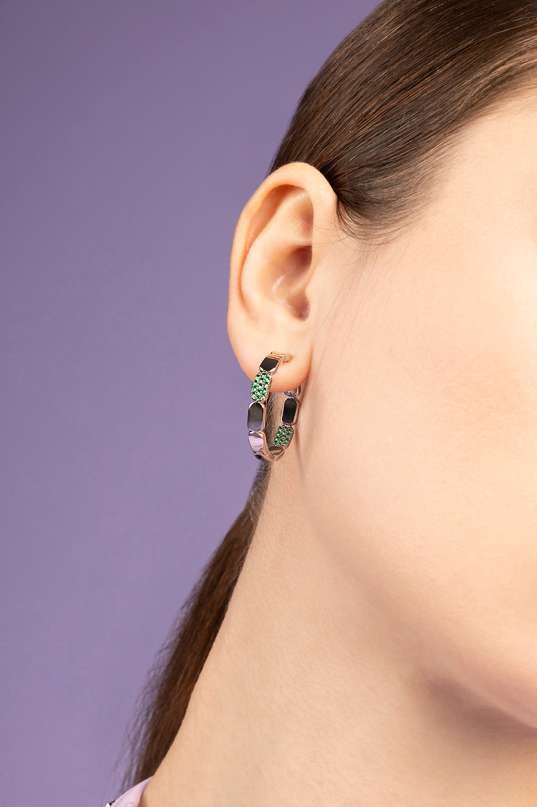 APM MONACO dainty earrings worn by model