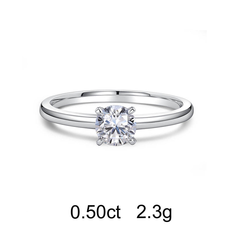 Bague Solitaire Rond (0.50ct) Or 18 Carats
