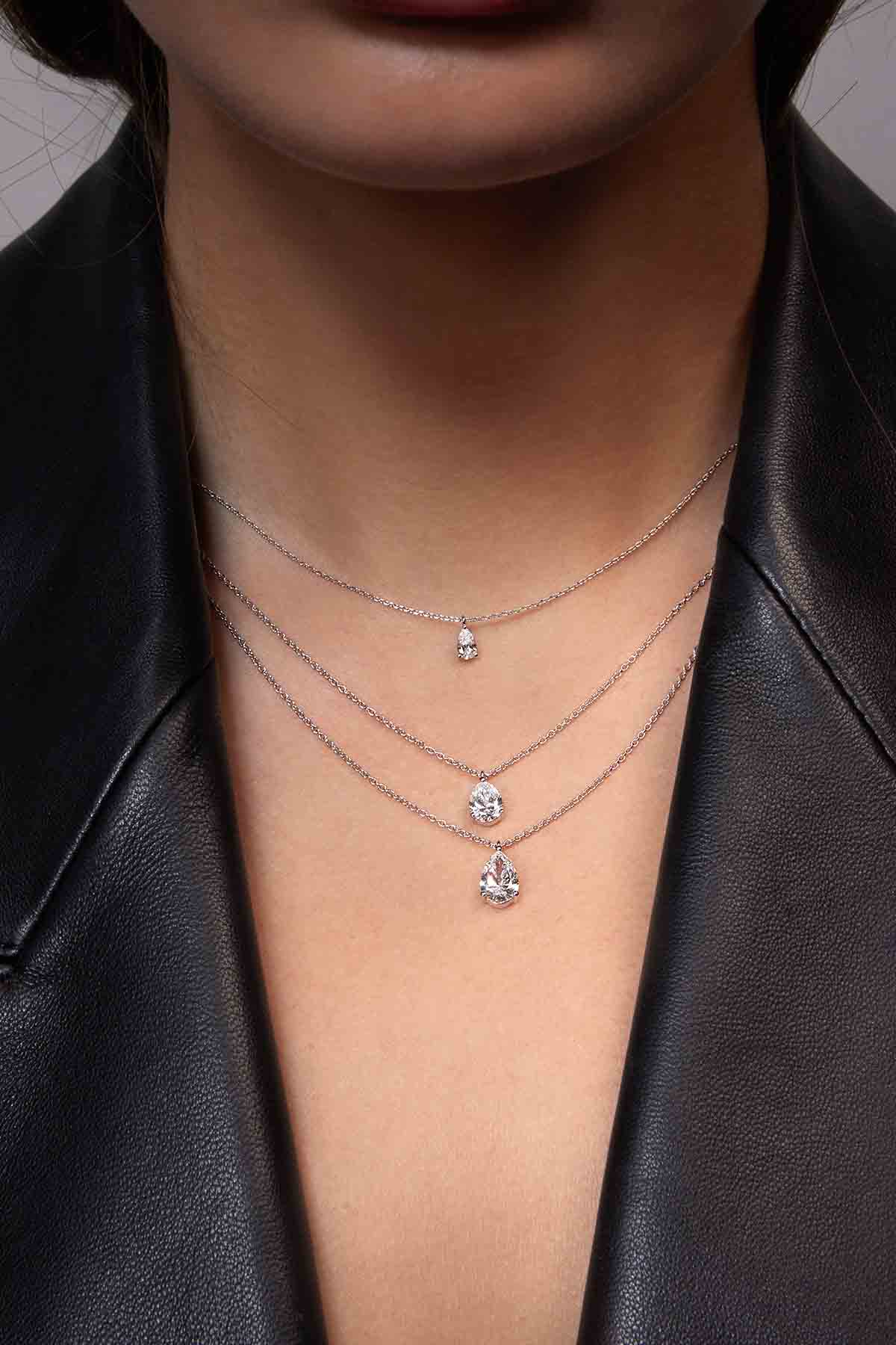 Collier Solitaire Poire (1ct) Or 18 Carats - APM Monaco