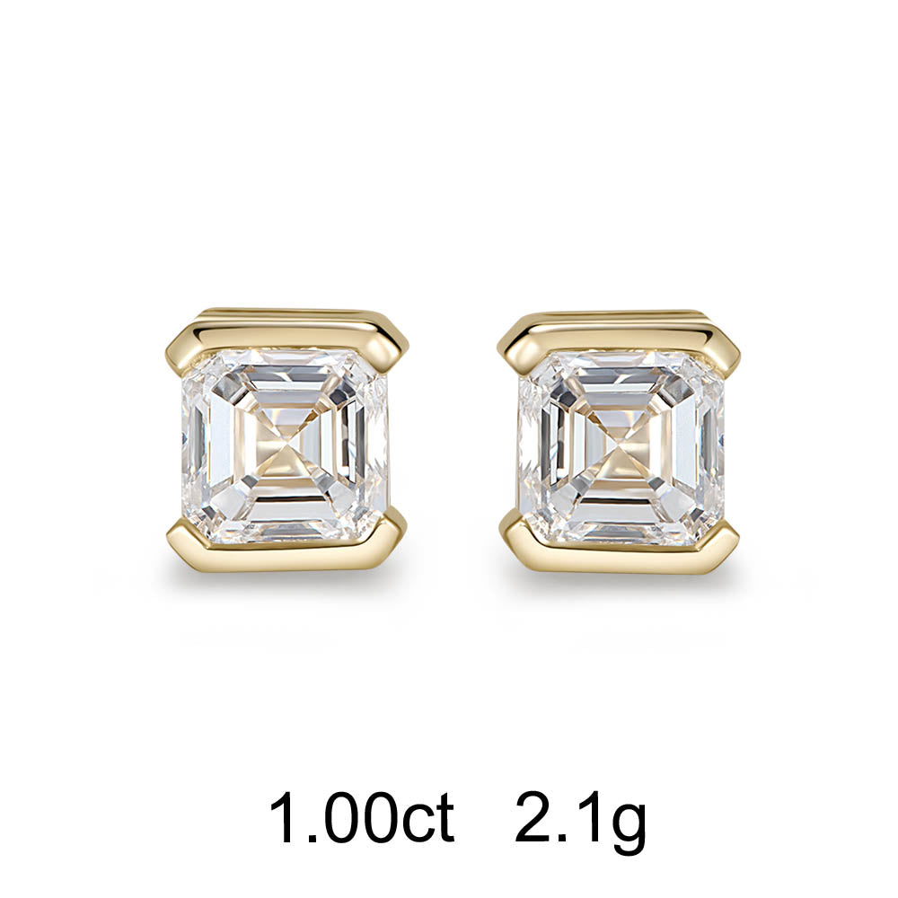 Clous d'Oreilles Asscher (1ct) Or 18 Carats - APM Monaco