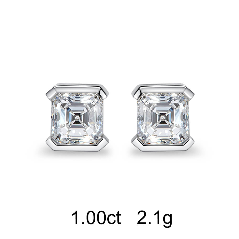 Clous d'Oreilles Asscher (1ct) Or 18 Carats - APM Monaco