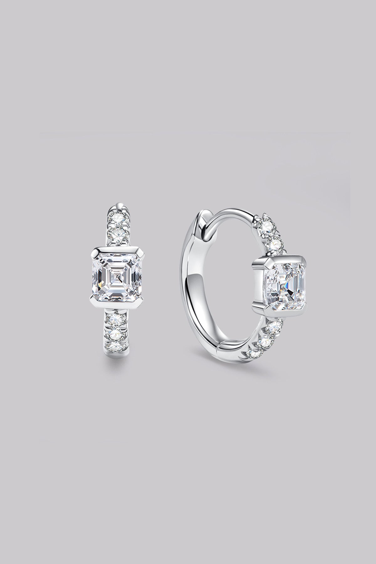 Petites Créoles Pavé Asscher (0.40ct) Or 18 Carats - APM Monaco