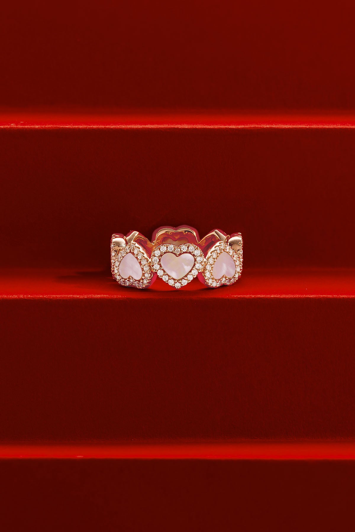 Bague Cœurs en Nacre Rose