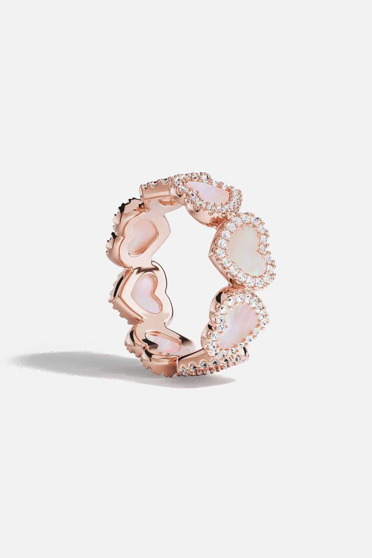 Bague Cœurs en Nacre Rose