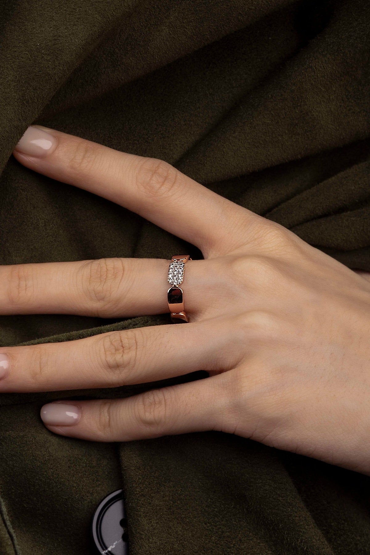 APM Monaco Bague Pavé Or Rose