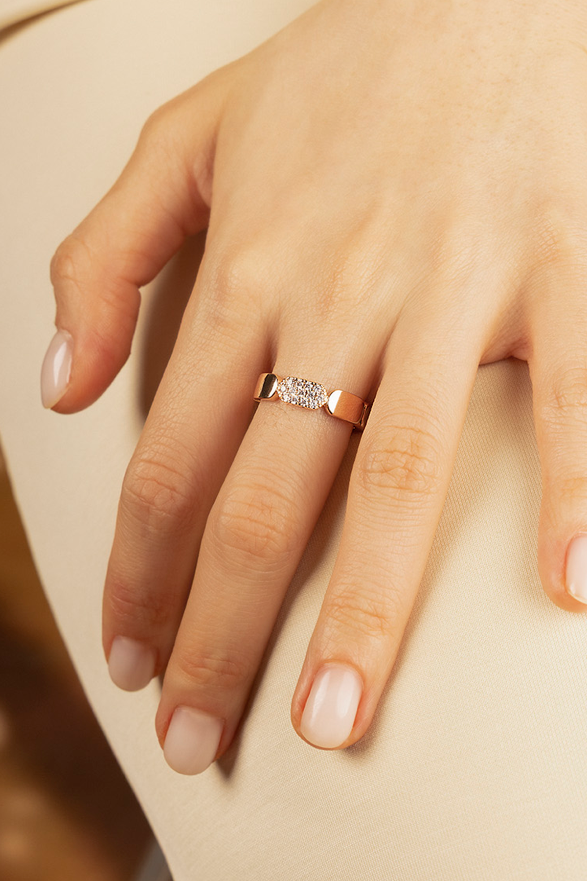 APM Monaco Bague Pavé Or Rose