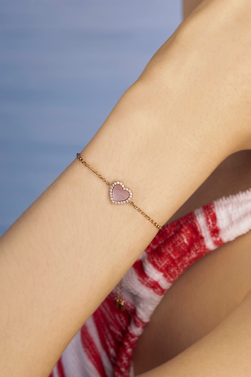 APM MONACO Bracelet Ajustable Cœur Nacre Rose