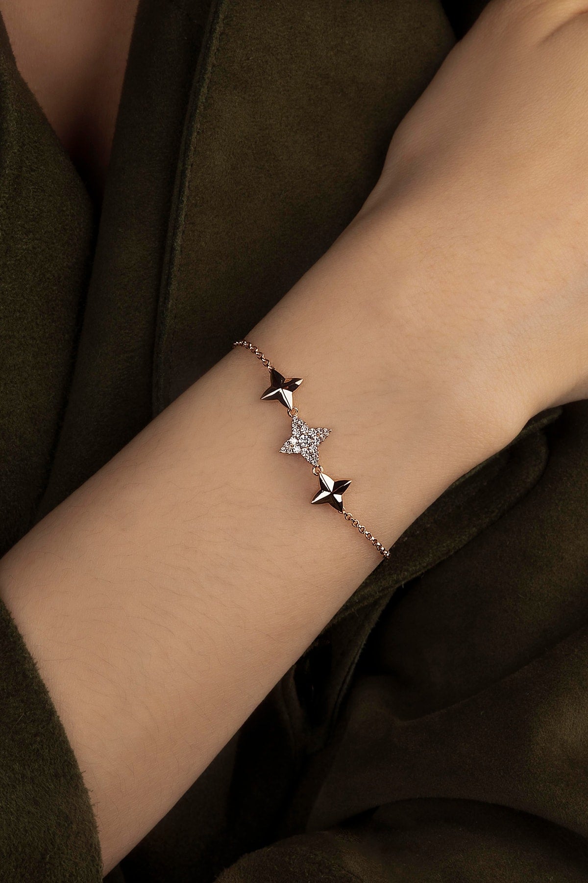 Bracelet Ajustable Triple Météorites Or Rose APM Monaco