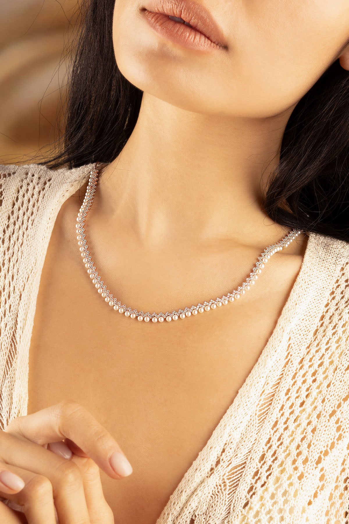 APM Monaco Collier Ajustable Up and Down avec Perles