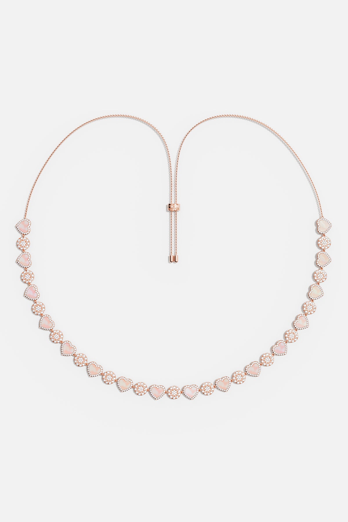 Collier Ajustable Cœurs Nacre Rose