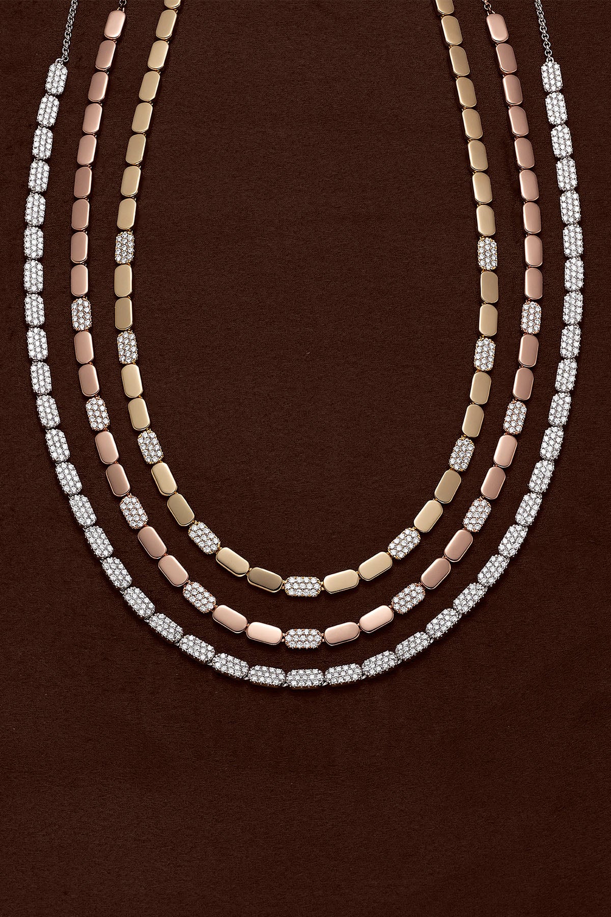 Collier Ajustable Or Rose Pavé