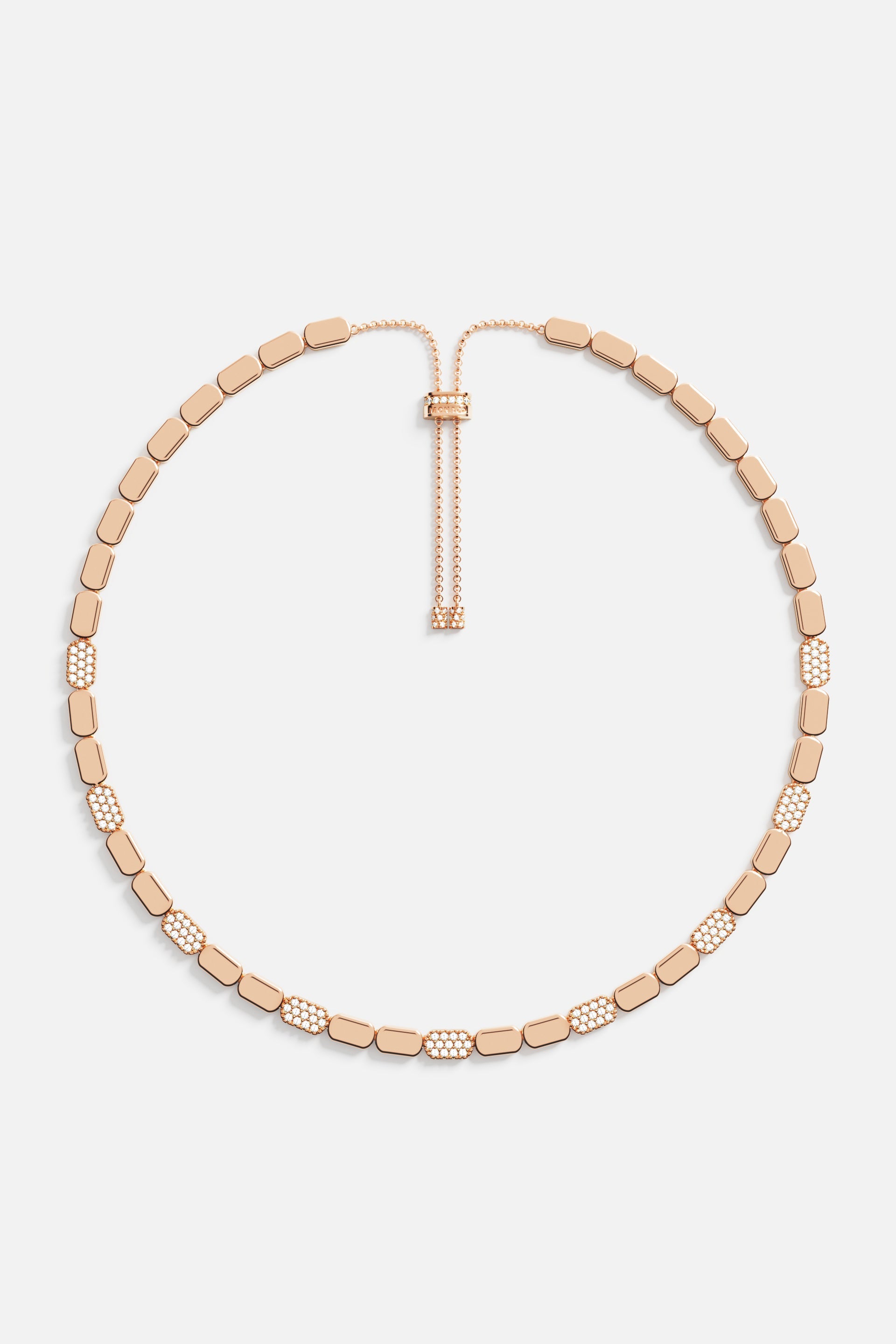 APM Monaco Collier Ajustable Or Rose Pavé en Or Rose