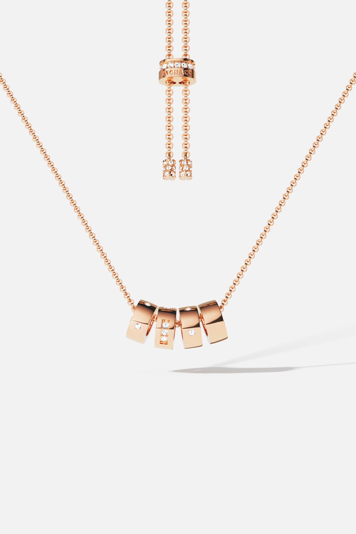 APM Monaco Collier Ajustable Code Morse LOVE en Or Rose