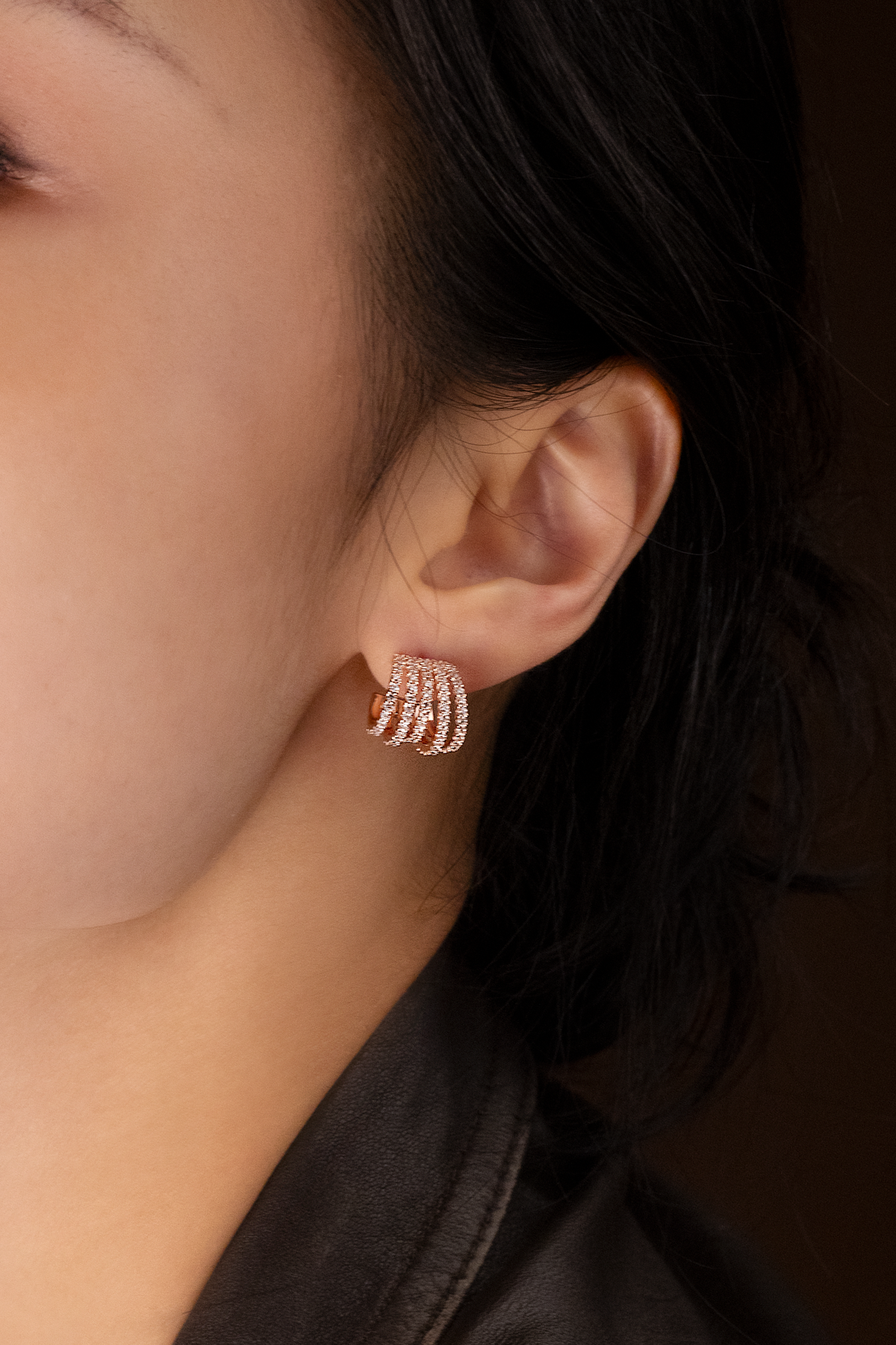 APM Monaco Boucles d'oreilles 5 Anneaux en Or Rose