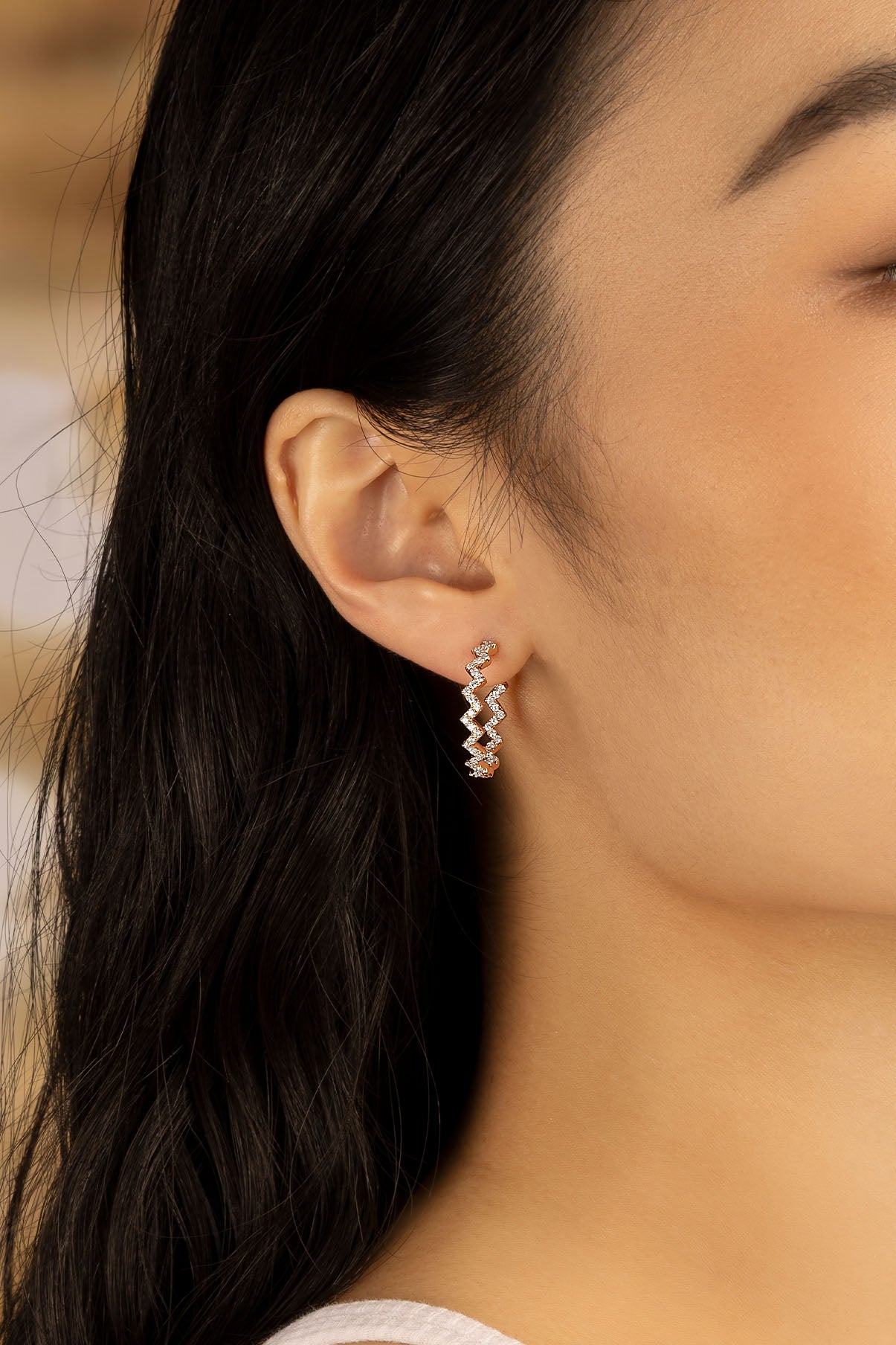Boucles d'Oreilles Up and Down Or Rose APM Monaco en argent
