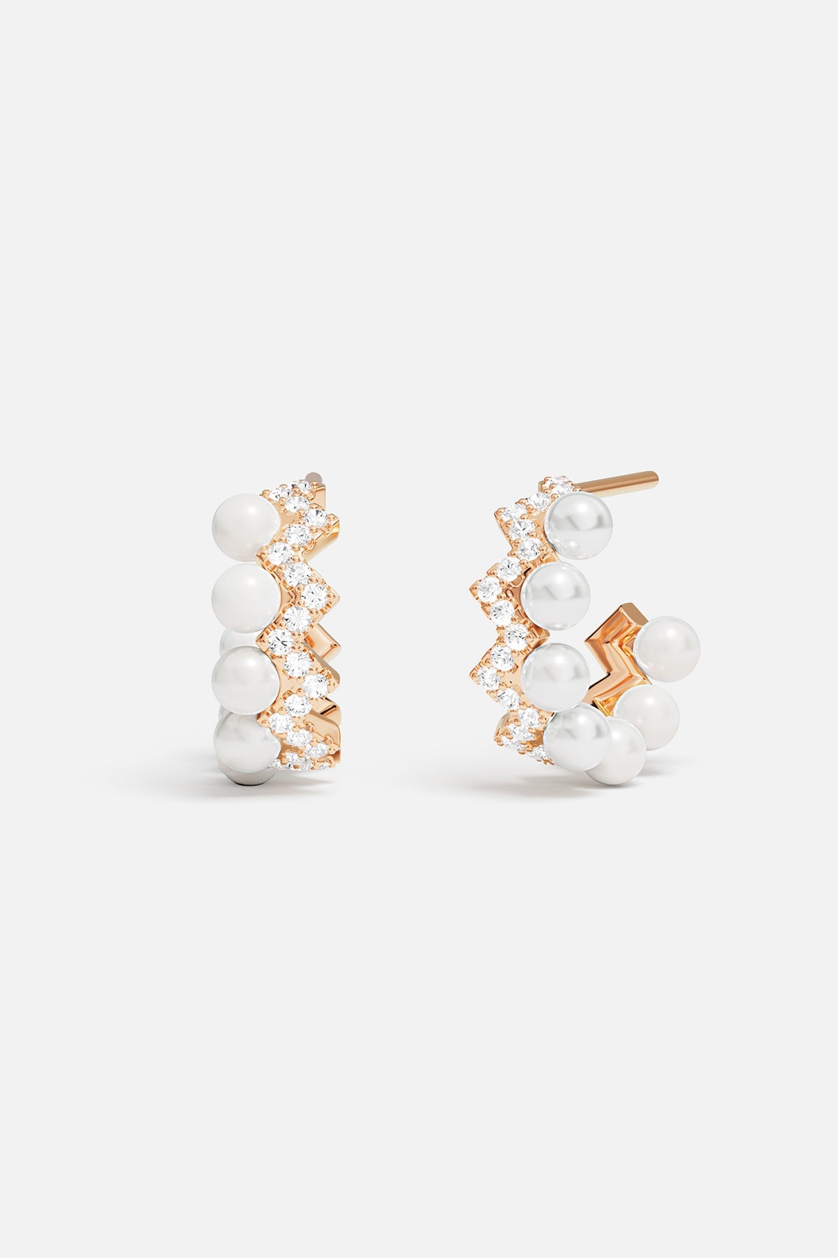APM Monaco Boucles d'Oreilles Up and Down Or Rose avec Perles en Or Rose