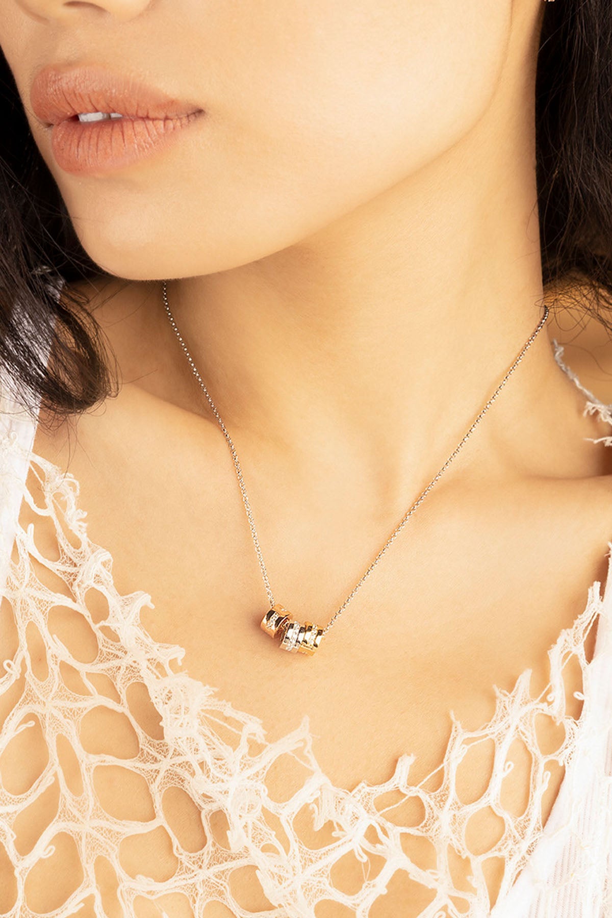 APM Monaco Collier Ajustable Code Morse en argent