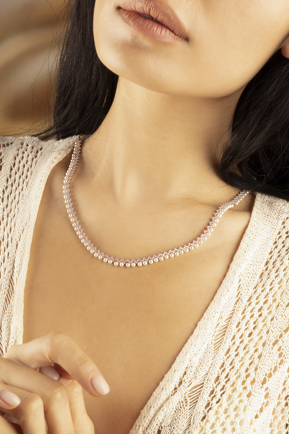 APM Monaco Collier Ajustable Up and Down avec Perles