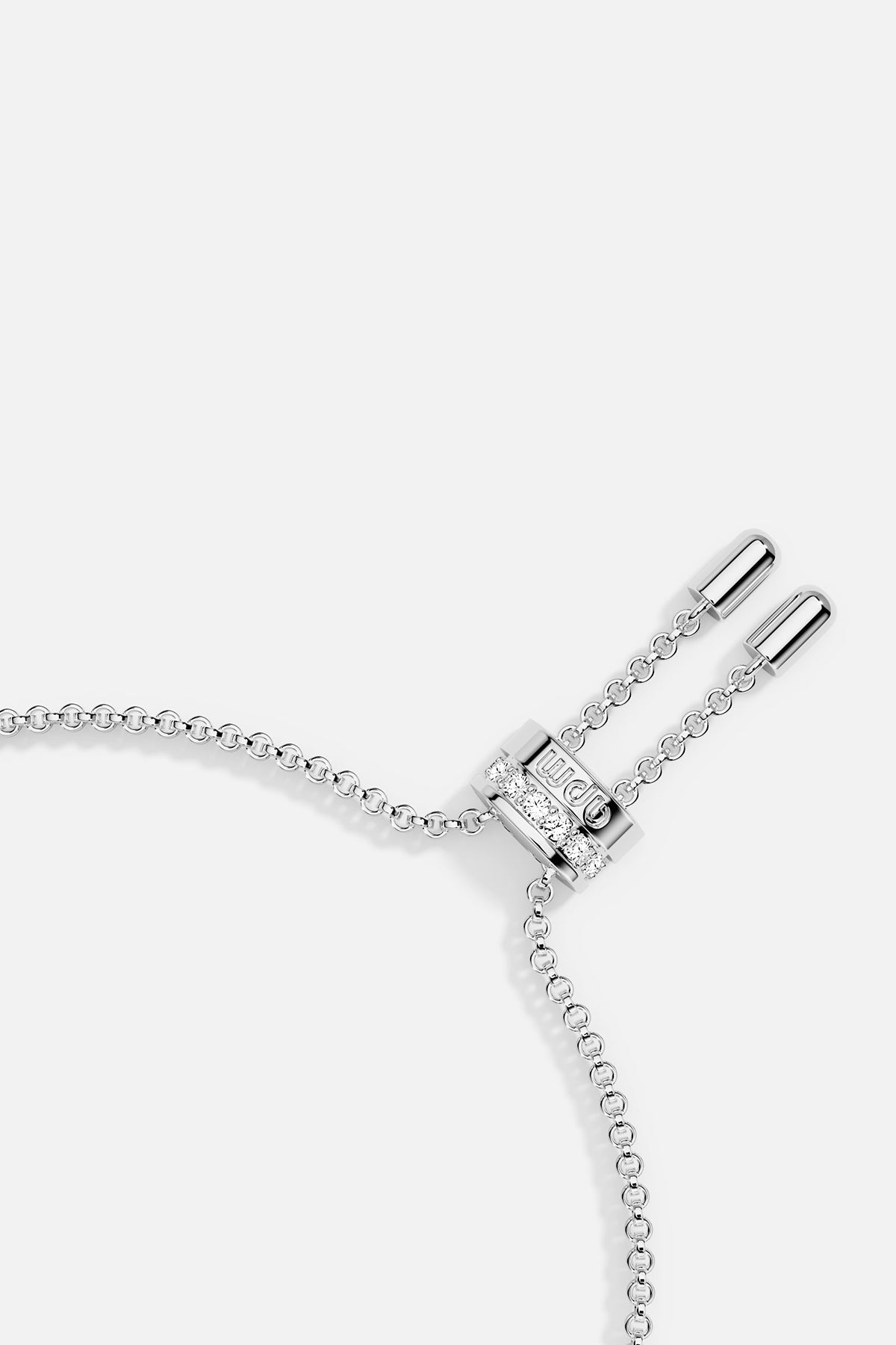 Silver bracelet with a clasp on a white background