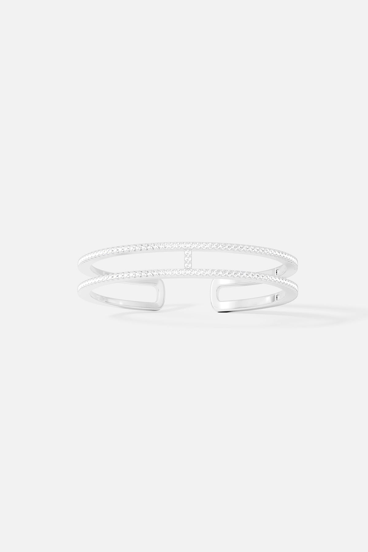 APM Monaco Jonc Double Pavé en Argent