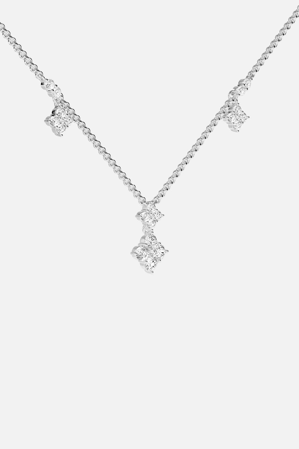Necklaces APM Monaco adjustable spark necklace with a silver chain and White cubic zirconia pendant.