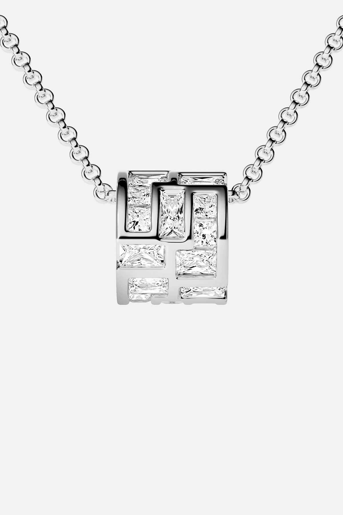 Closeup of APM MONACO labyrinth adjustable choker in silver 