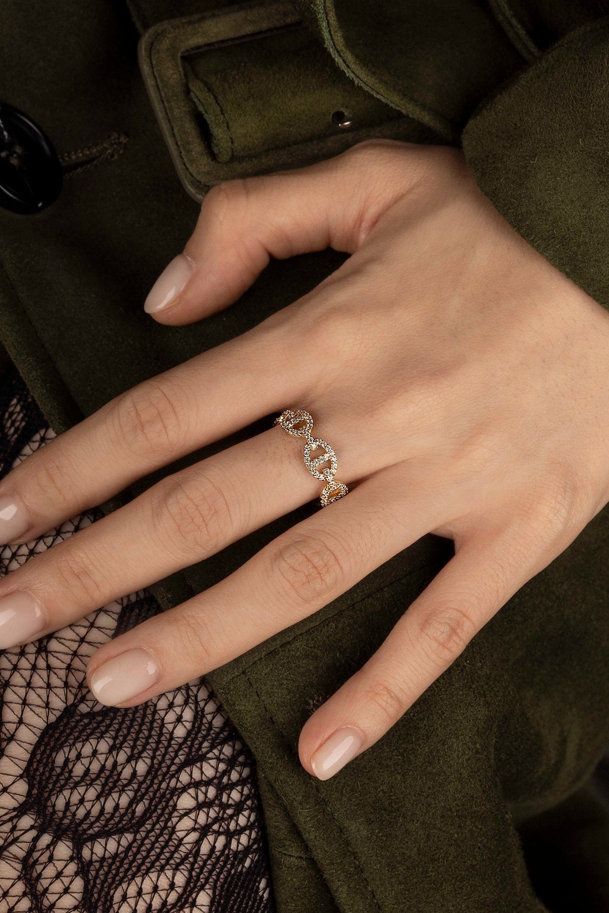 APM Monaco Bague Maille Marine en Or Jaune