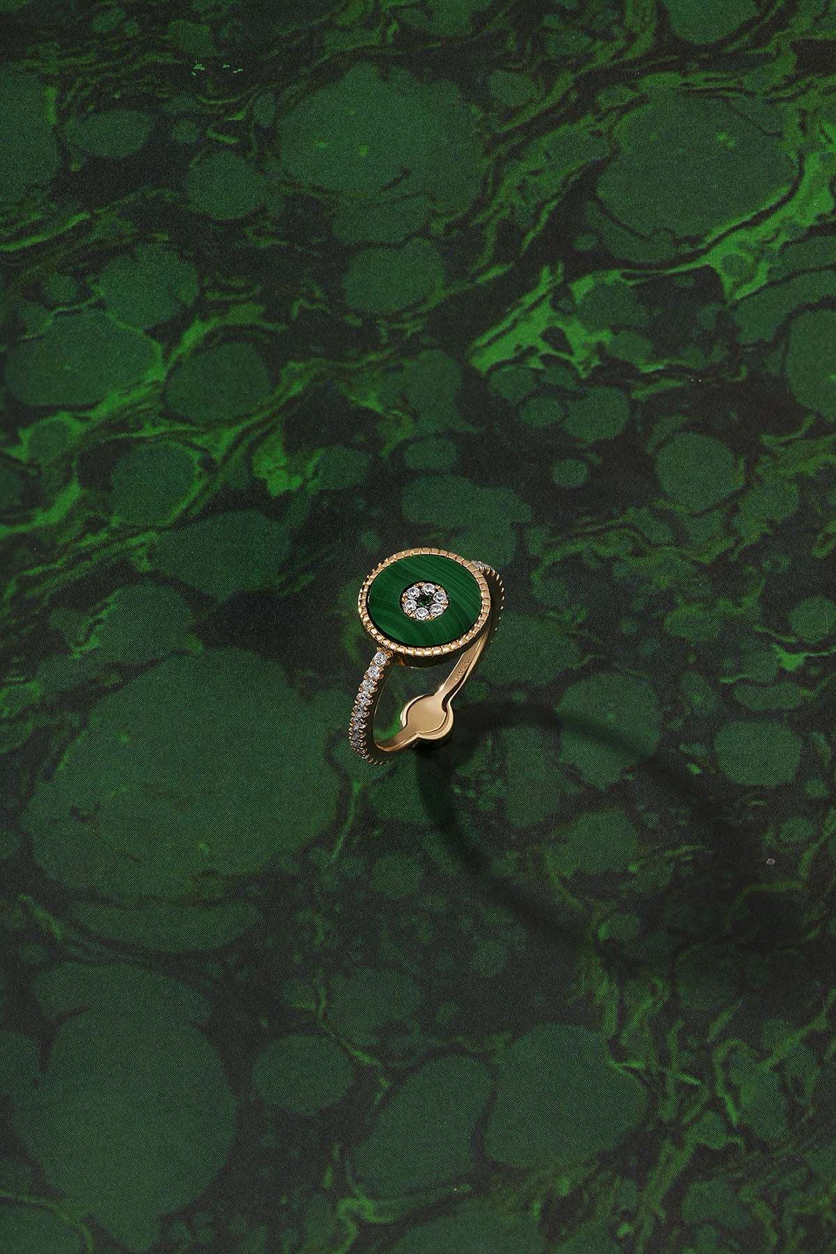 APM Monaco Malachite Lucky Eye Ring in Yellow Gold