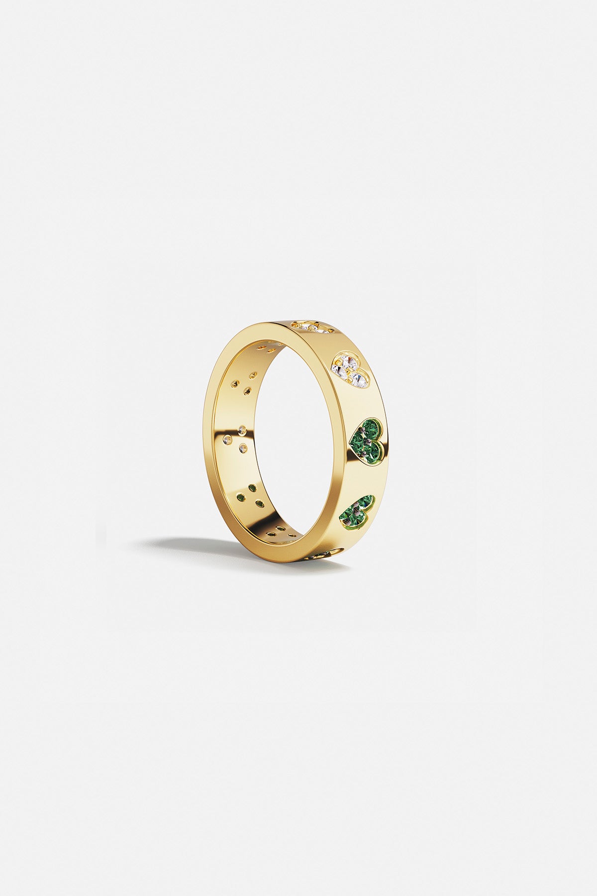 Bague Cœur Vert et Blanc