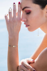 APM Monaco Bracelet Ajustable Météorites & Œil Porte-Bonheur en Or Jaune