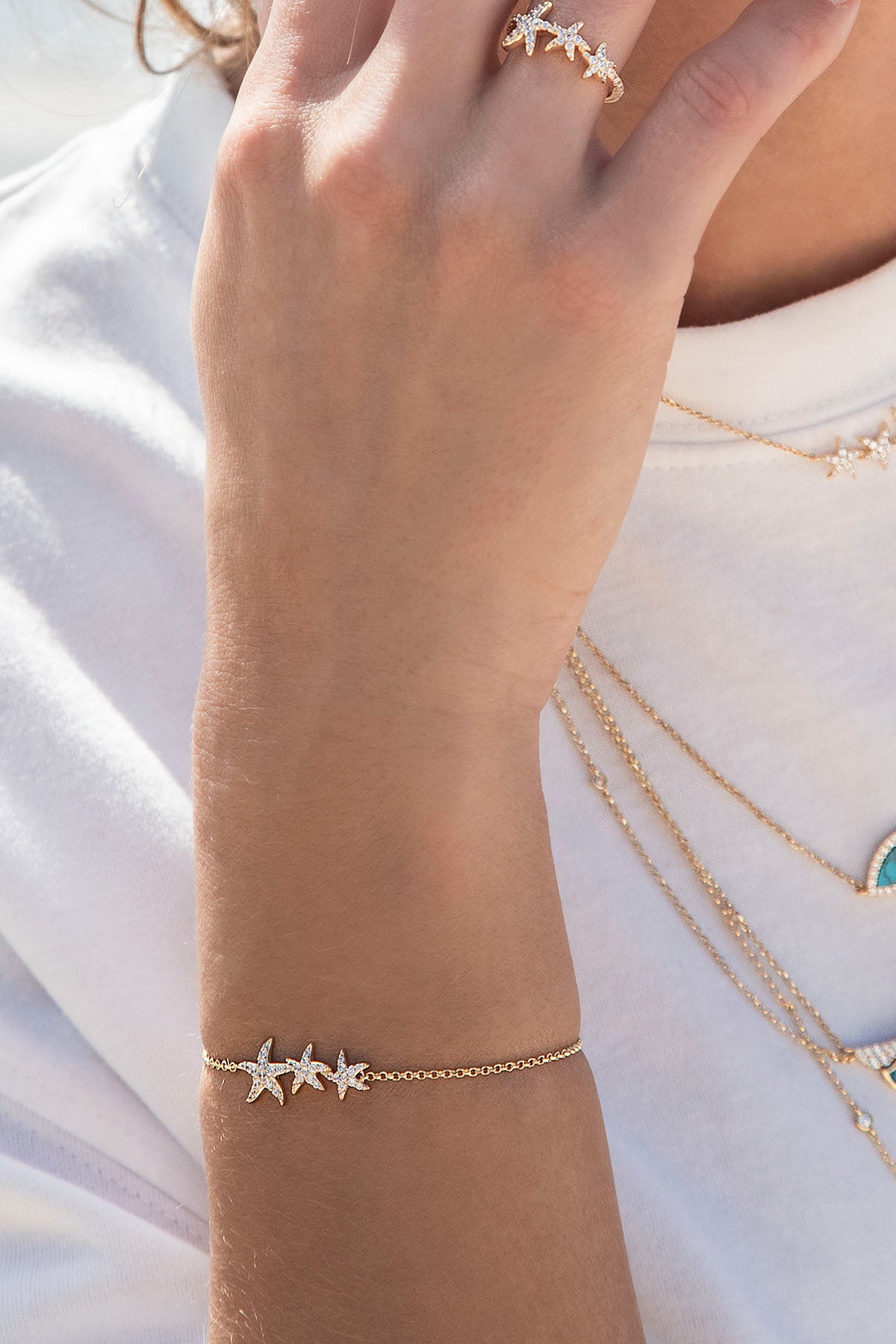 APM Monaco Bracelet Ajustable Étoile de Mer en Or jaune