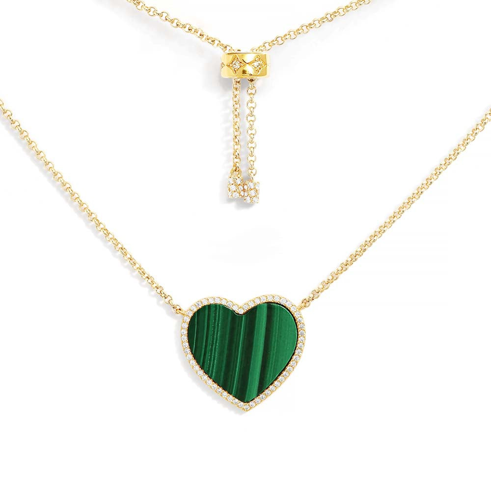 Collier Ajustable Cœur Malachite - APM Monaco