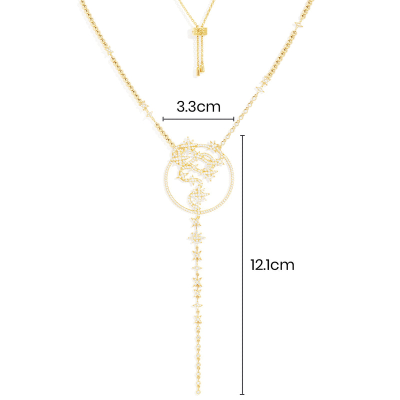Collier Ajustable Y Météorites Entremêlées