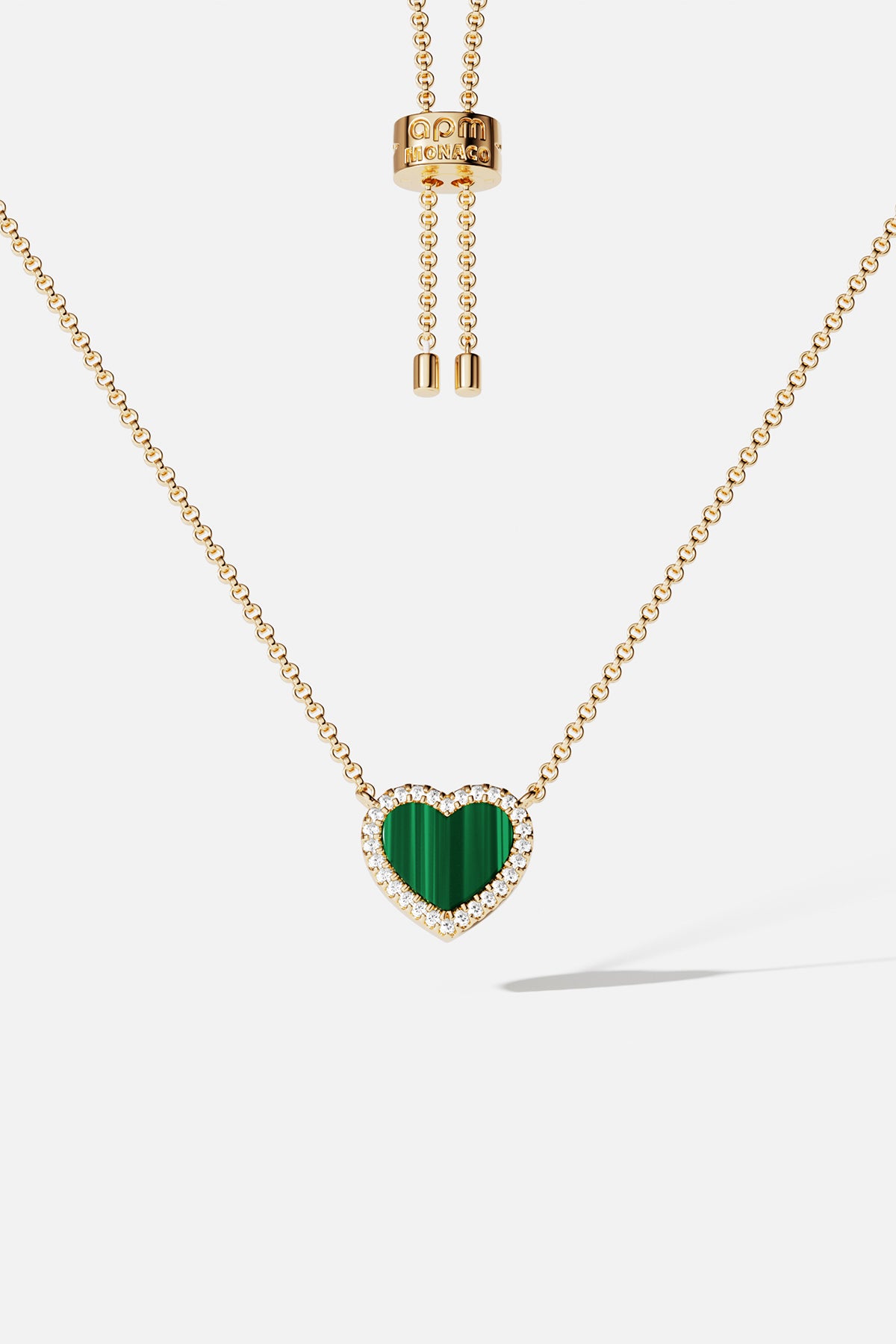 Collier Ajustable Cœur Malachite Mini