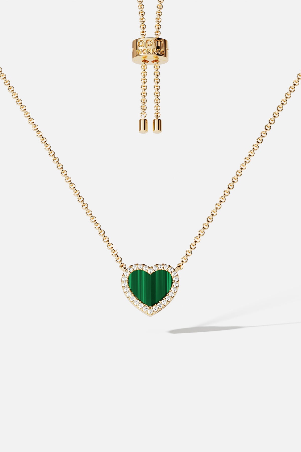 Collier Ajustable Cœur Malachite Mini - APM Monaco